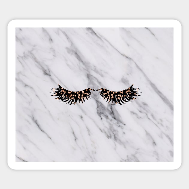 Grey marble rose gold lashes Sticker by marbleco